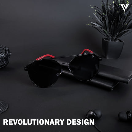 Black Aviator Polarized Sunglasses - PMG4286