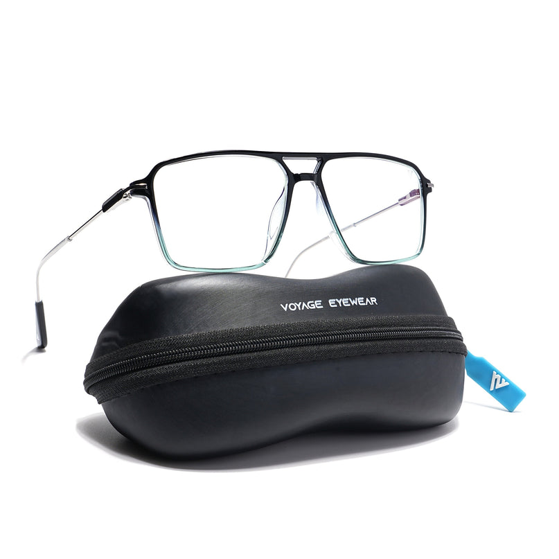 Voyage Visionary Black & Light Blue Wayfarer Eyeglasses for Men & Women - SLMG6358-C7