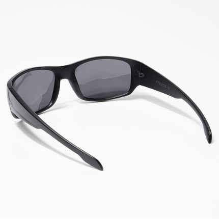 Eyejack Wrap Around Polarized Sunglasses for Men & Women (Black Lens | Matt Black Frame - 20212PCL538-C1)