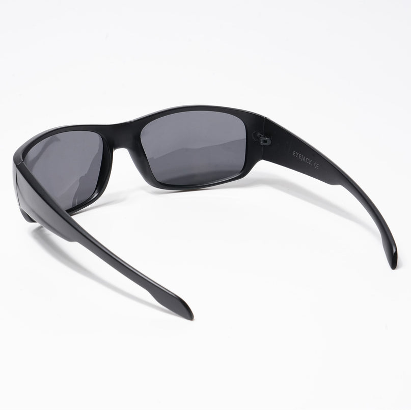 Eyejack Wrap Around Polarized Sunglasses for Men & Women (Black Lens | Matt Black Frame - 20212PCL538-C1)