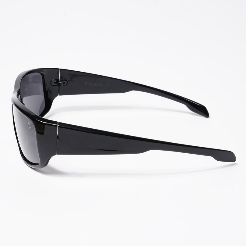 Eyejack Wrap Around Polarized Sunglasses for Men & Women (Black Lens | Matt Black Frame - 20212PCL538-C1)