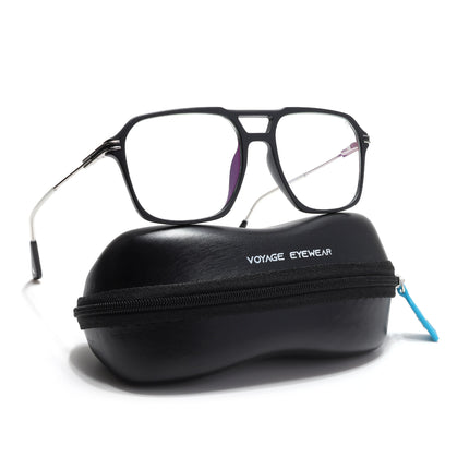 Voyage Zentrix Matt Black Square Metal Eyeglasses for Men & Women - SLMG6434-C1