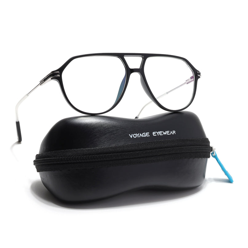 Voyage Zentrix Matt Black Aviator Metal Eyeglasses for Men & Women - SLMG6438-C1