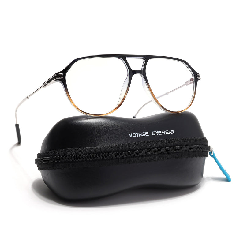 Voyage Zentrix Black & Brown Aviator Metal Eyeglasses for Men & Women - SLMG6441-C4