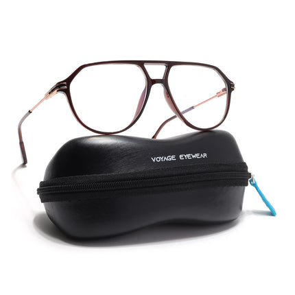 Voyage Zentrix Brown Aviator Metal Eyeglasses for Men & Women - SLMG6442-C5