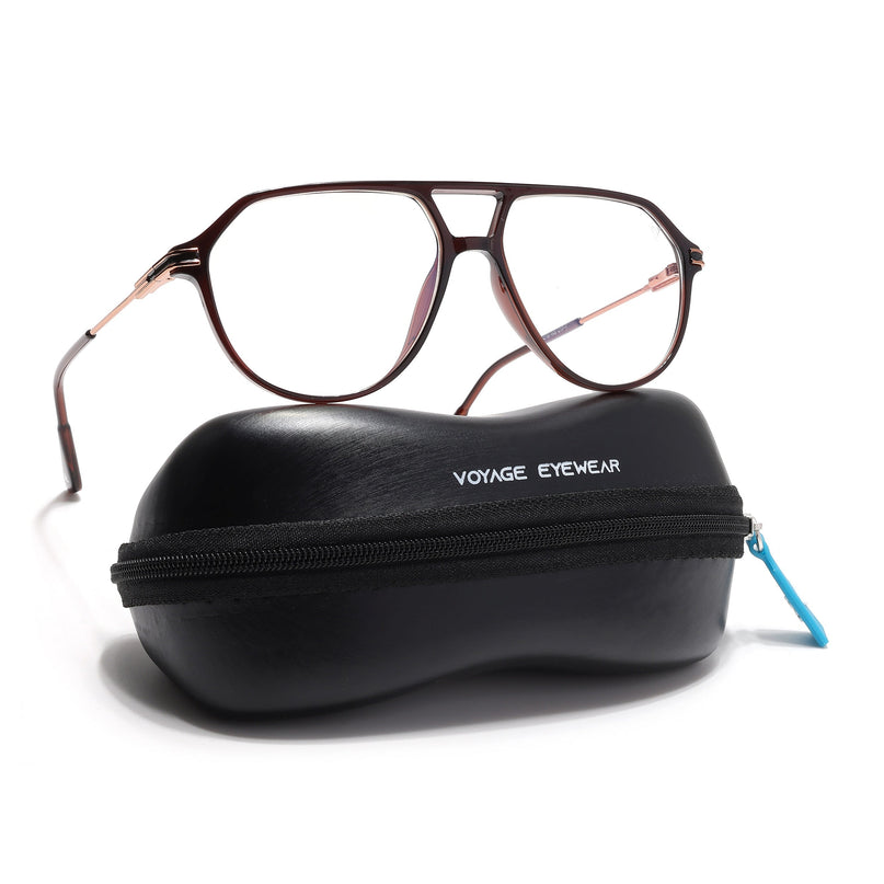 Voyage Zentrix Brown Aviator Metal Eyeglasses for Men & Women - SLMG6442-C5