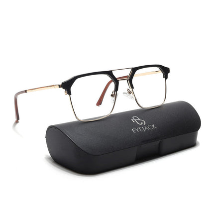 Eyejack Turbo Black & Golden Wayfarer Eyeglasses for Men & Women
