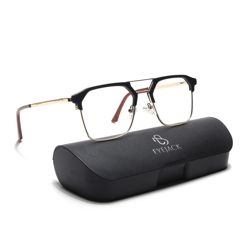 Eyejack Turbo Black & Golden Wayfarer Eyeglasses for Men & Women