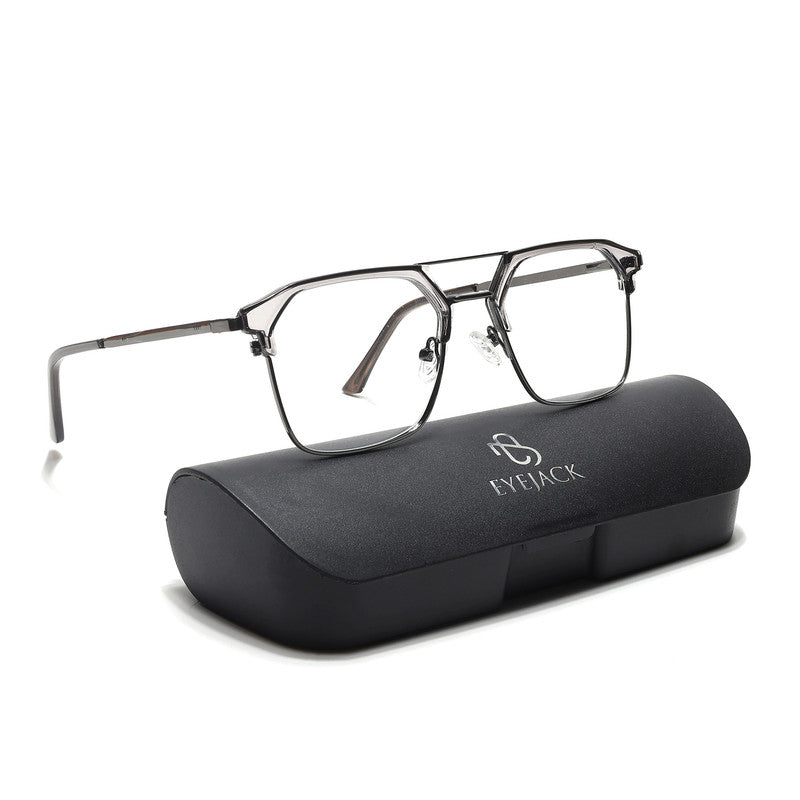 Eyejack Turbo Grey Transparent & Black Wayfarer Eyeglasses for Men & Women