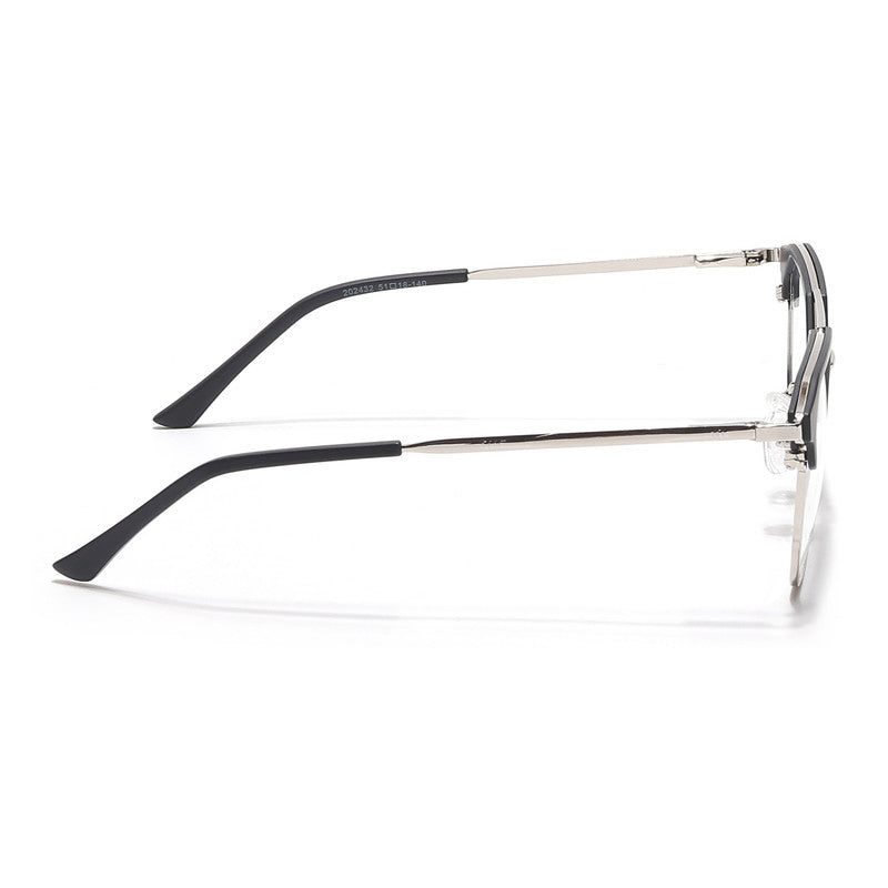 Eyejack Turbo Black & Silver Wayfarer Eyeglasses for Men & Women (202432CL920-C3)