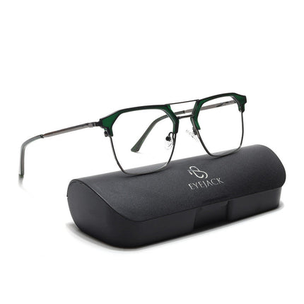 Eyejack Turbo Green & Black Wayfarer Eyeglasses for Men & Women (202432CL921-C4)