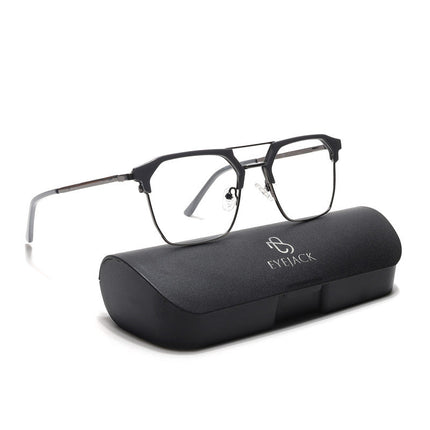Eyejack Turbo Grey & Black Wayfarer Eyeglasses for Men & Women (202432CL923-C6)