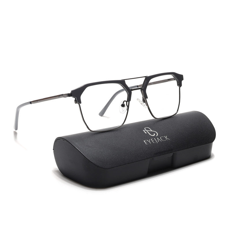 Eyejack Turbo Grey & Black Wayfarer Eyeglasses for Men & Women (202432CL923-C6)