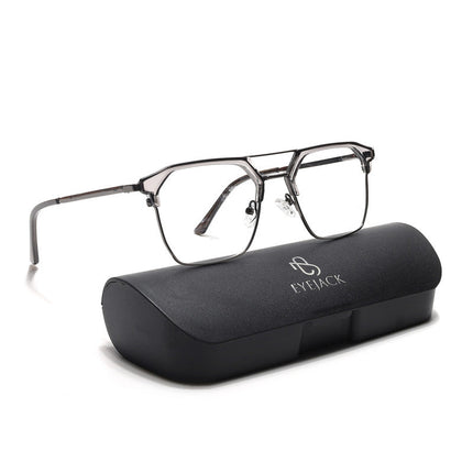 Eyejack Turbo Grey Transparent & Black Wayfarer Eyeglasses for Men & Women (202432CL926-C9)