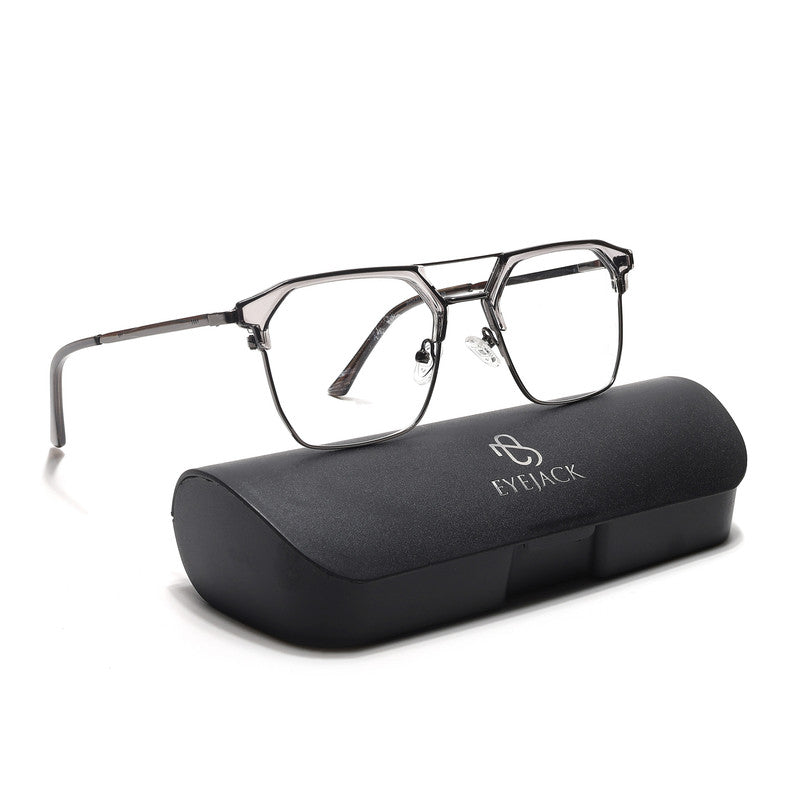 Eyejack Turbo Grey Transparent & Black Wayfarer Eyeglasses for Men & Women (202432CL926-C9)