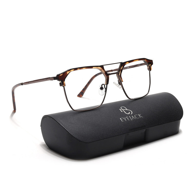 Eyejack Turbo Demi Brown Wayfarer Eyeglasses for Men & Women (202432CL928-C11)