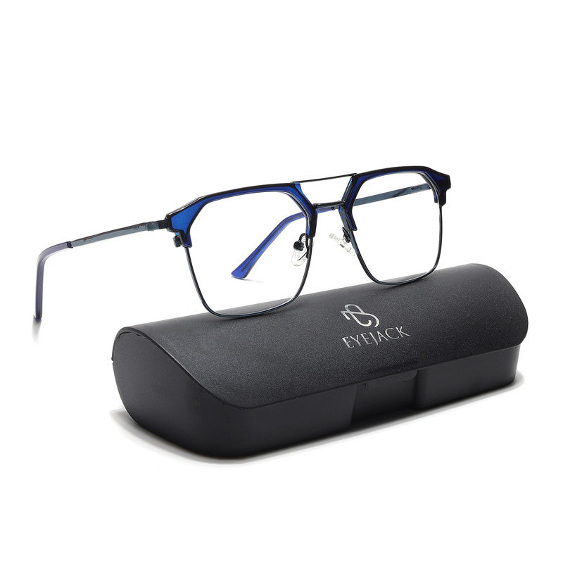 Eyejack Turbo Shine Blue Wayfarer Eyeglasses for Men & Women (202433CL934-C5)