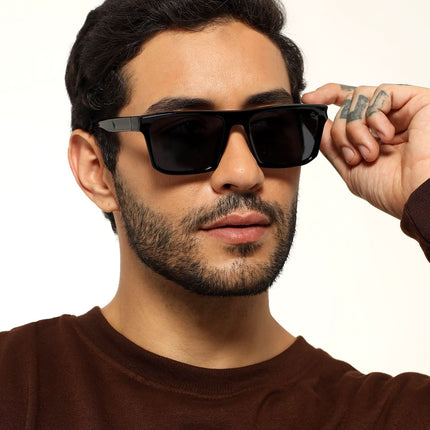 Eyejack Wayfarer Polarized Sunglasses for Men & Women (Black Lens | Shine Black Frame - 20243PCL535-C2)