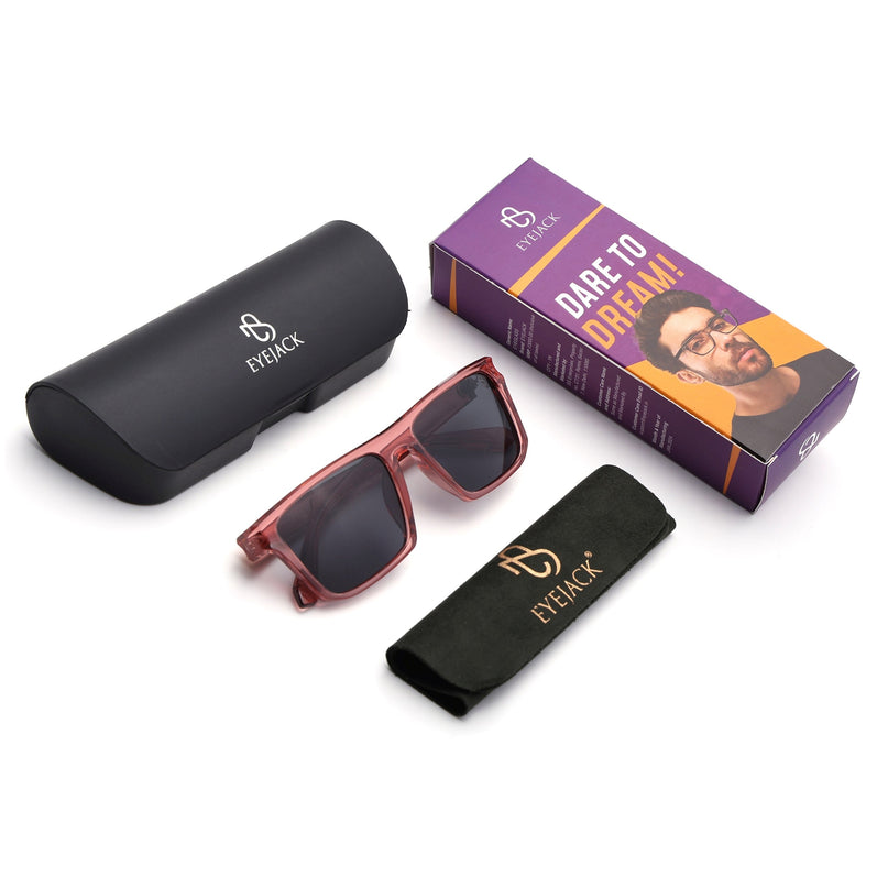 Eyejack Wayfarer Polarized Sunglasses for Men & Women (Black Lens | Wine Frame - 20243PCL537-C4)