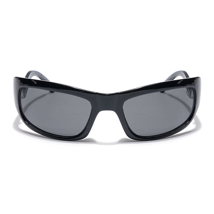 Wrap Around Polarized Sunglasses (Black Lens | Shine Black Frame - PMG5589)