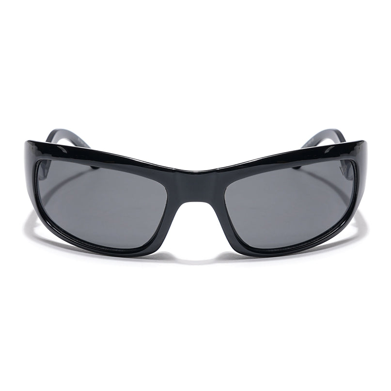 Wrap Around Polarized Sunglasses (Black Lens | Shine Black Frame - PMG5589)