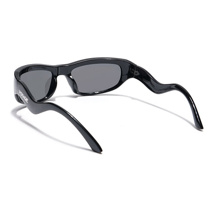 Wrap Around Polarized Sunglasses (Black Lens | Shine Black Frame - PMG5589)