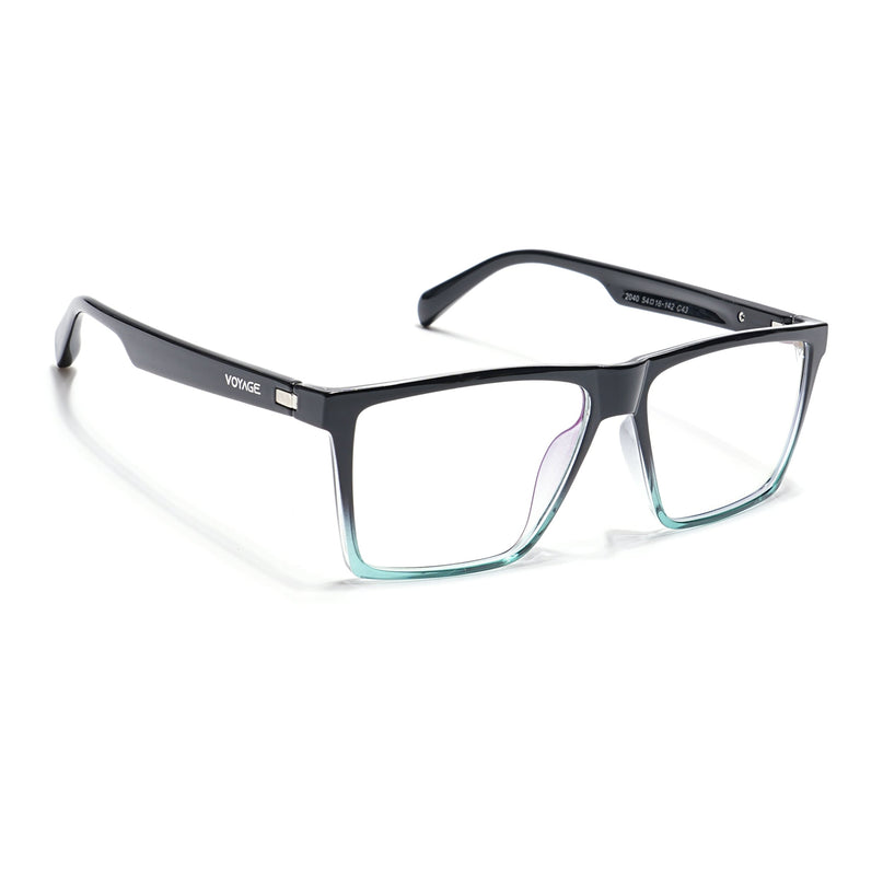 Voyage Visionary Black & Light Blue Square Eyeglasses for Men & Women - SLMG6365-C7