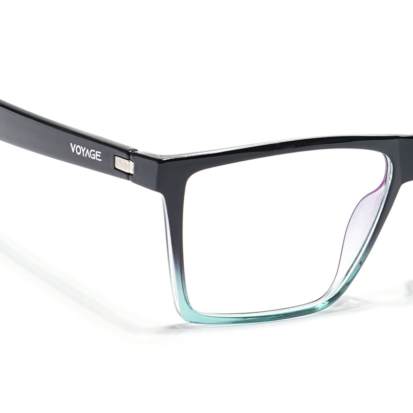 Voyage Visionary Black & Light Blue Square Eyeglasses for Men & Women - SLMG6365-C7