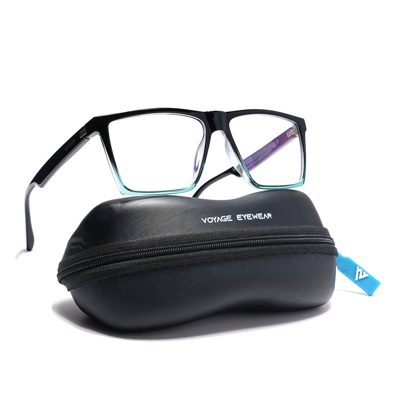 Voyage Visionary Black & Light Blue Square Eyeglasses for Men & Women - SLMG6365-C7