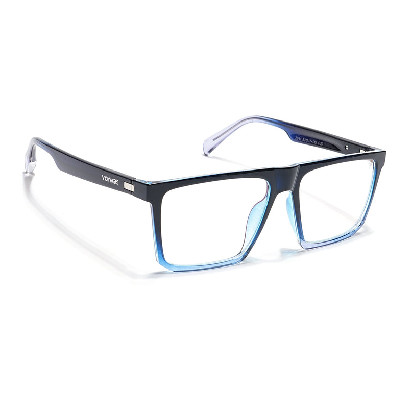Voyage Visionary Black & Light Blue Square Eyeglasses for Men & Women - SLMG6372-C7