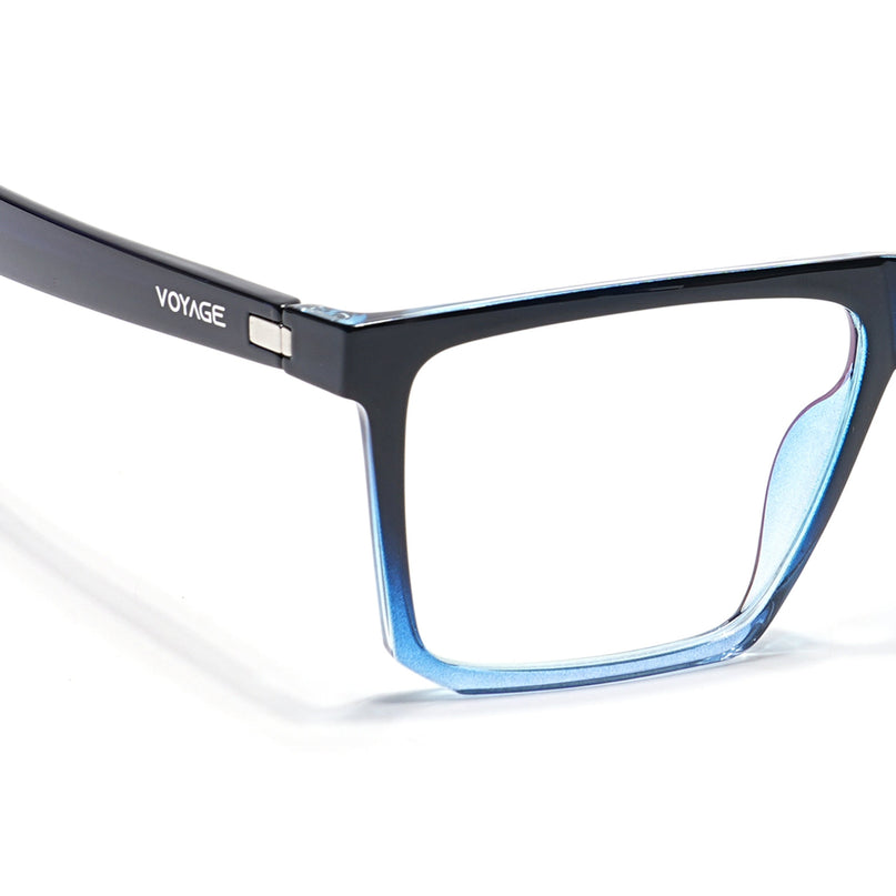 Voyage Visionary Black & Light Blue Square Eyeglasses for Men & Women - SLMG6372-C7