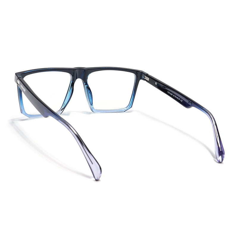 Voyage Visionary Black & Light Blue Square Eyeglasses for Men & Women - SLMG6372-C7