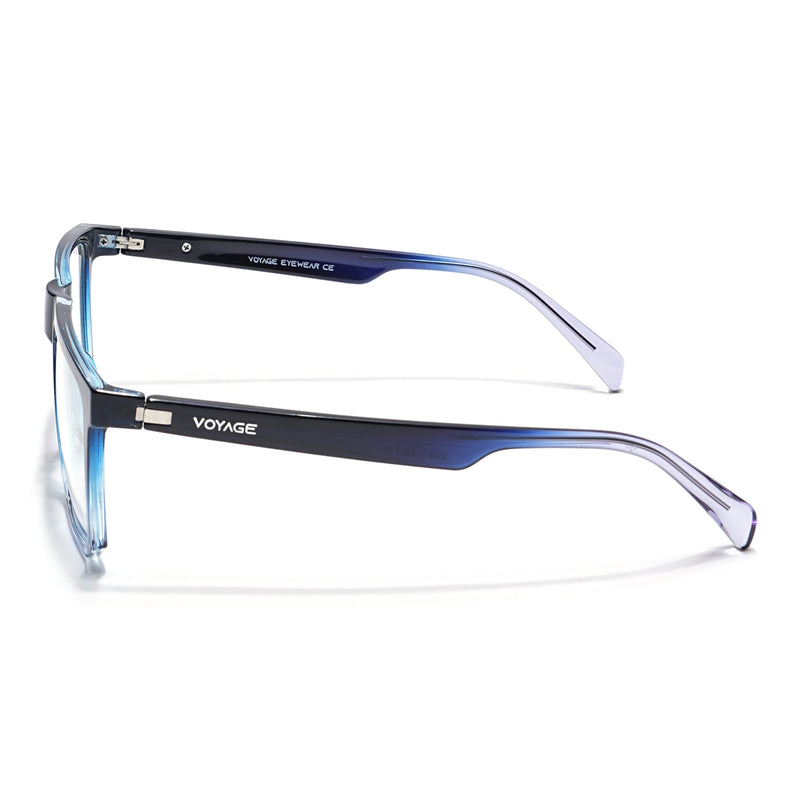 Voyage Visionary Black & Light Blue Square Eyeglasses for Men & Women - SLMG6372-C7