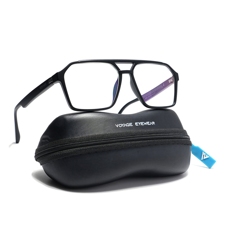 Voyage Visionary Matt Black Wayfarer Eyeglasses for Men & Women - SLMG6373-C1