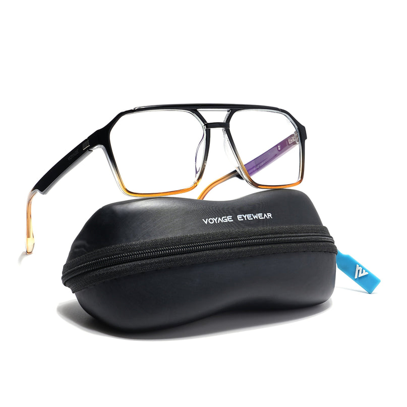 Voyage Visionary Black & Brown Wayfarer Eyeglasses for Men & Women - SLMG6377-C5