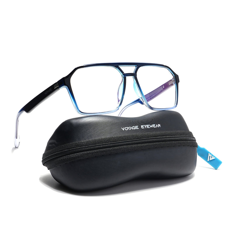 Voyage Visionary Black & Light Blue Wayfarer Eyeglasses for Men & Women - SLMG6378-C6