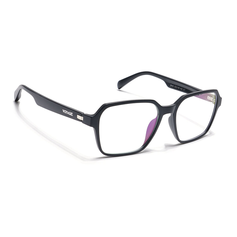 Voyage Visionary Matt Black Square Eyeglasses for Men & Women - SLMG6379-C1