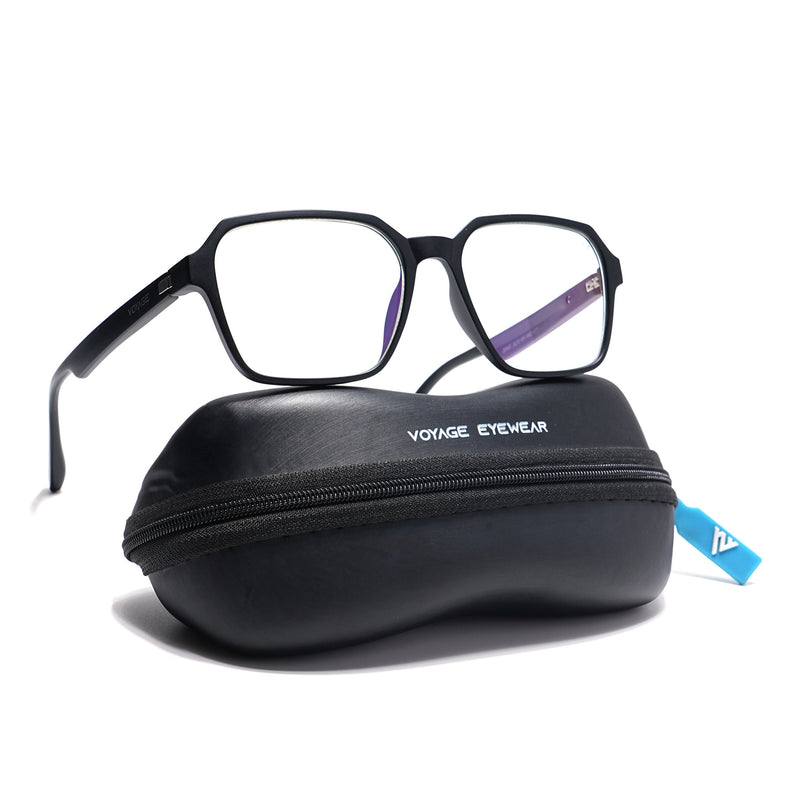 Voyage Visionary Matt Black Square Eyeglasses for Men & Women - SLMG6379-C1
