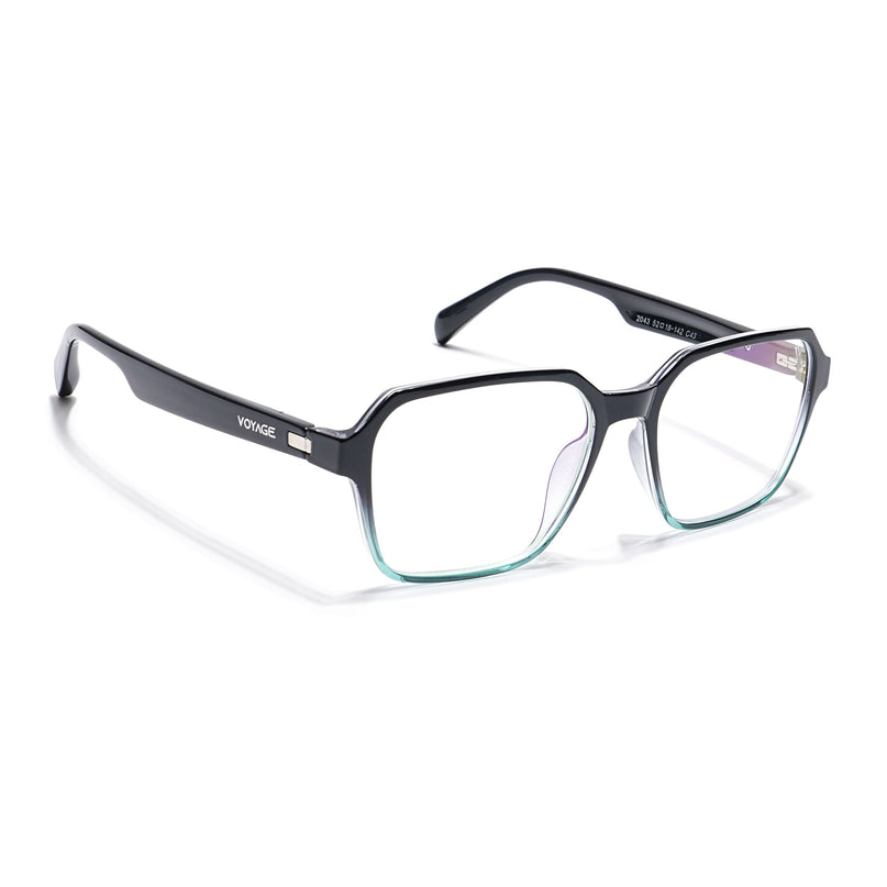 Voyage Visionary Black & Light Blue Square Eyeglasses for Men & Women - SLMG6385-C7