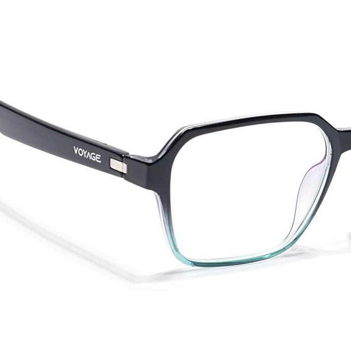Voyage Visionary Black & Light Blue Square Eyeglasses for Men & Women - SLMG6385-C7