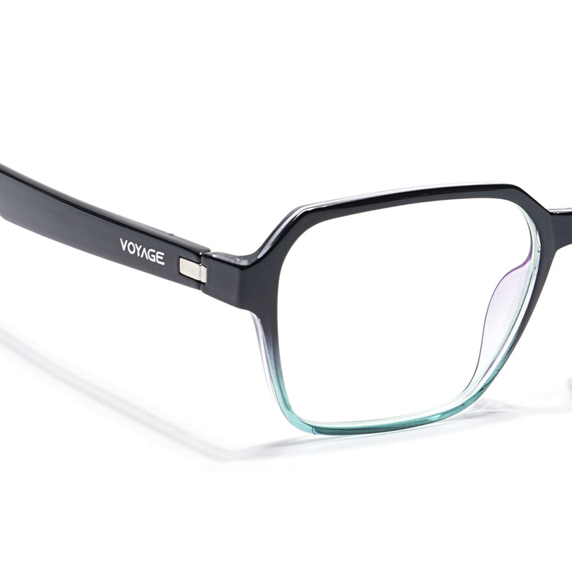 Voyage Visionary Black & Light Blue Square Eyeglasses for Men & Women - SLMG6385-C7