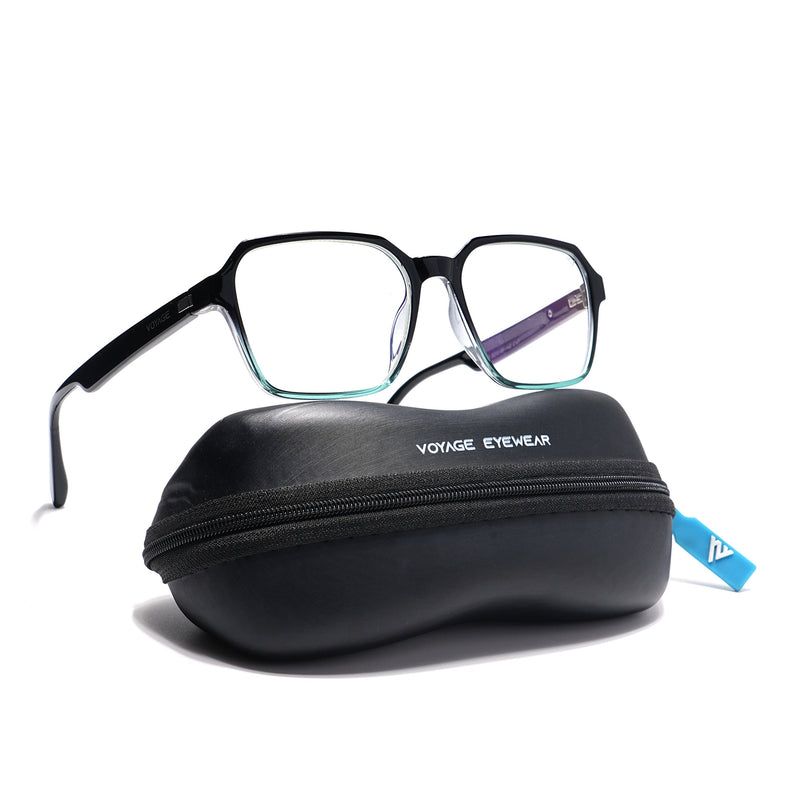 Voyage Visionary Black & Light Blue Square Eyeglasses for Men & Women - SLMG6385-C7