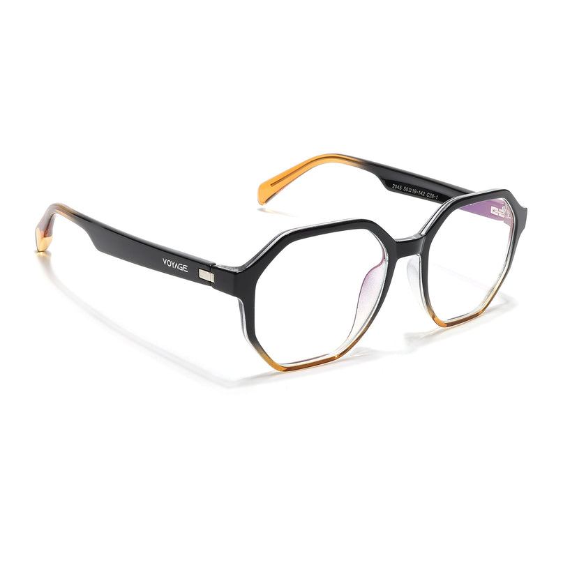 Voyage Visionary Select Black & Brown Geometric Eyeglasses for Men & Women - SLMG6464-C4