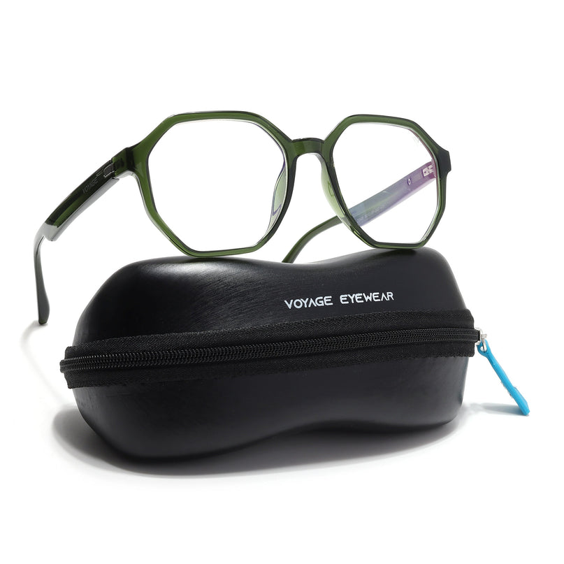 Voyage Visionary Select Olive Geometric Eyeglasses for Men & Women - SLMG6467-C7