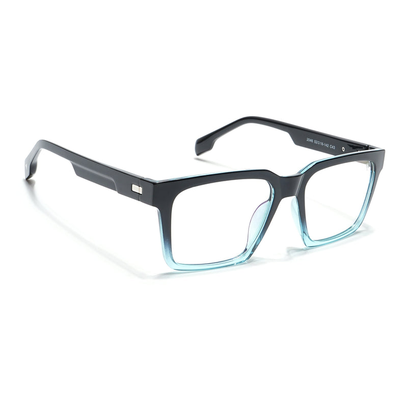 Voyage Visionary Black & Light Blue Square Eyeglasses for Men & Women - SLMG6392-C6