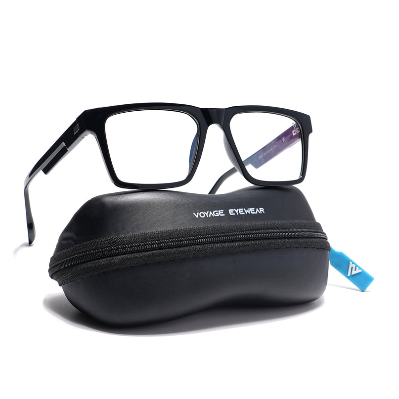 Voyage Visionary Shine Black Square Eyeglasses for Men & Women - SLMG6396-C2