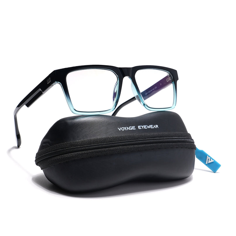 Voyage Visionary Black & Light Blue Square Eyeglasses for Men & Women - SLMG6400-C6