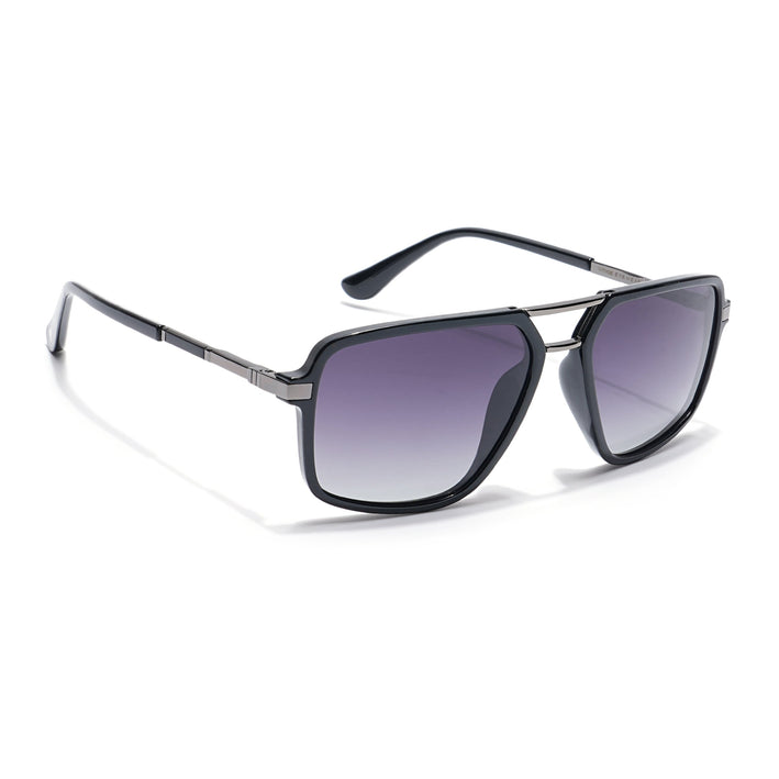 Voyage Select Wayfarer Polarized Sunglasses (Grey & Clear Lens | Shine Black Frame - SLPMG6209)