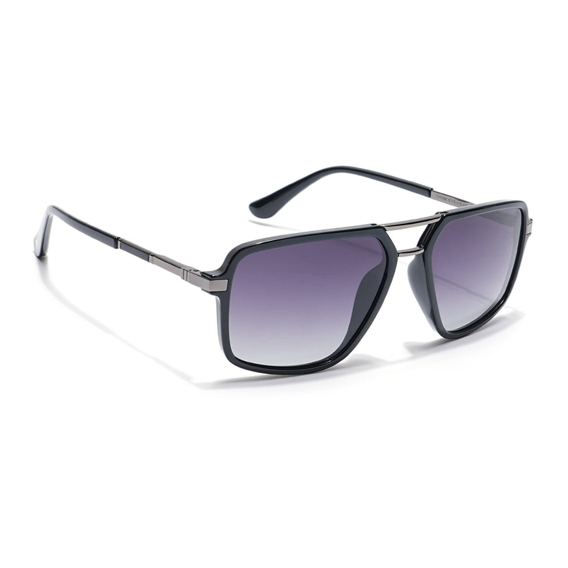 Voyage Select Wayfarer Polarized Sunglasses (Grey & Clear Lens | Shine Black Frame - SLPMG6209)