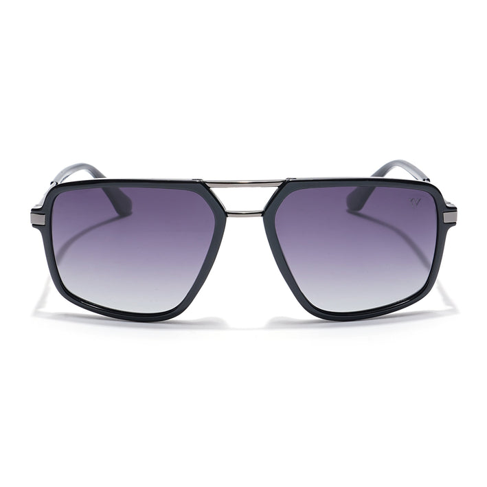 Voyage Select Wayfarer Polarized Sunglasses (Grey & Clear Lens | Shine Black Frame - SLPMG6209)